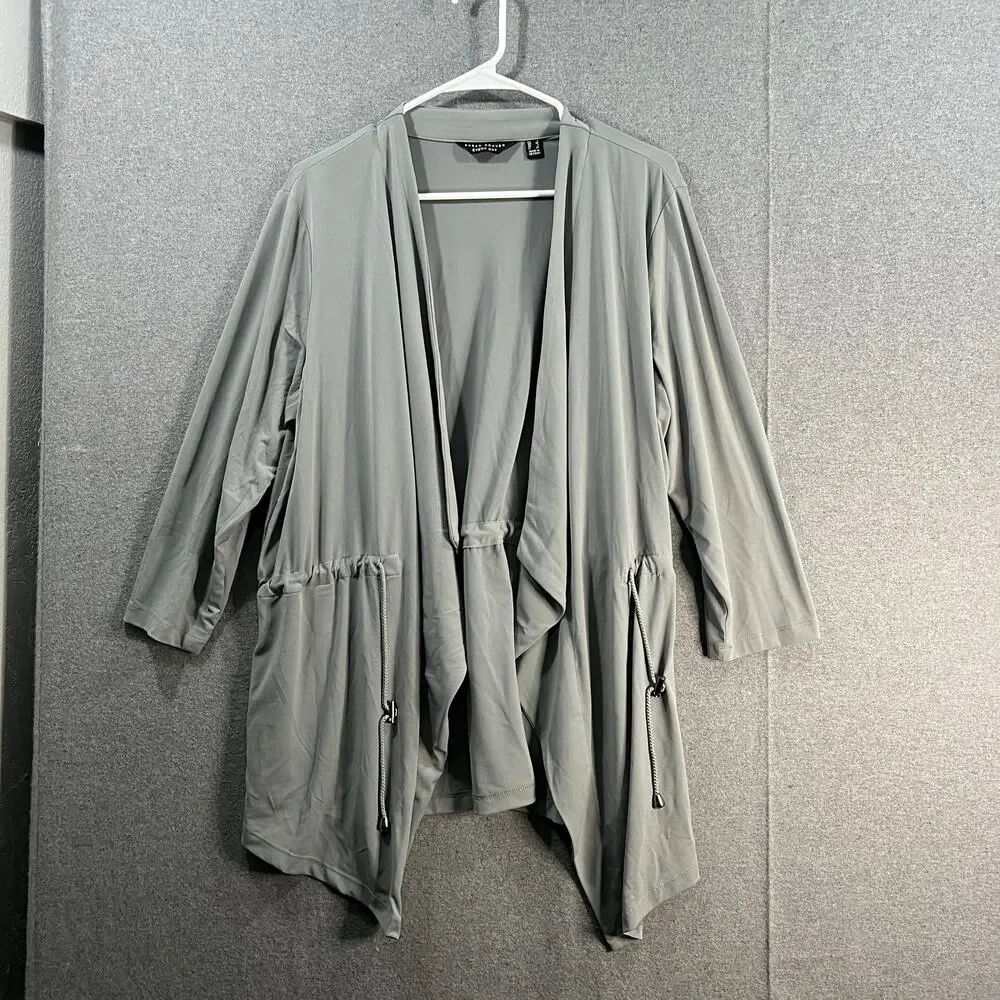 Susan Graver Liquid Knit Anorak Style Cardigan Silver Mist Size Large